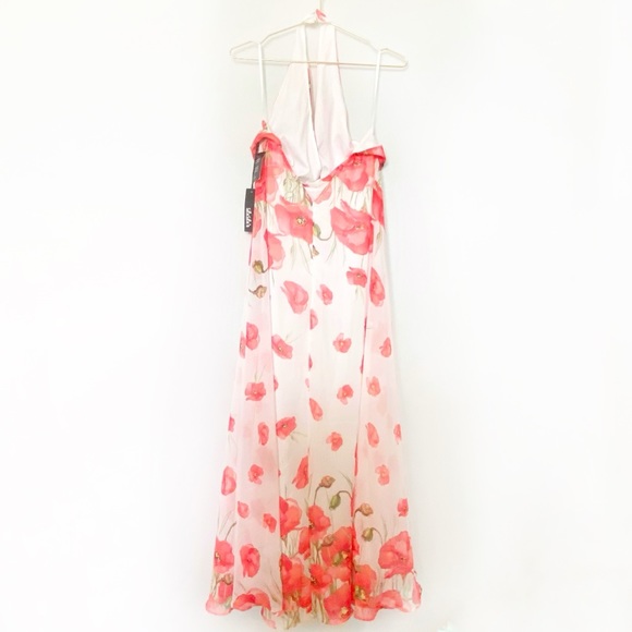 Lulu's Poppy Floral Maxi Dress Halter Neck Ivory/Red Size XL NWT - Picture 10 of 14